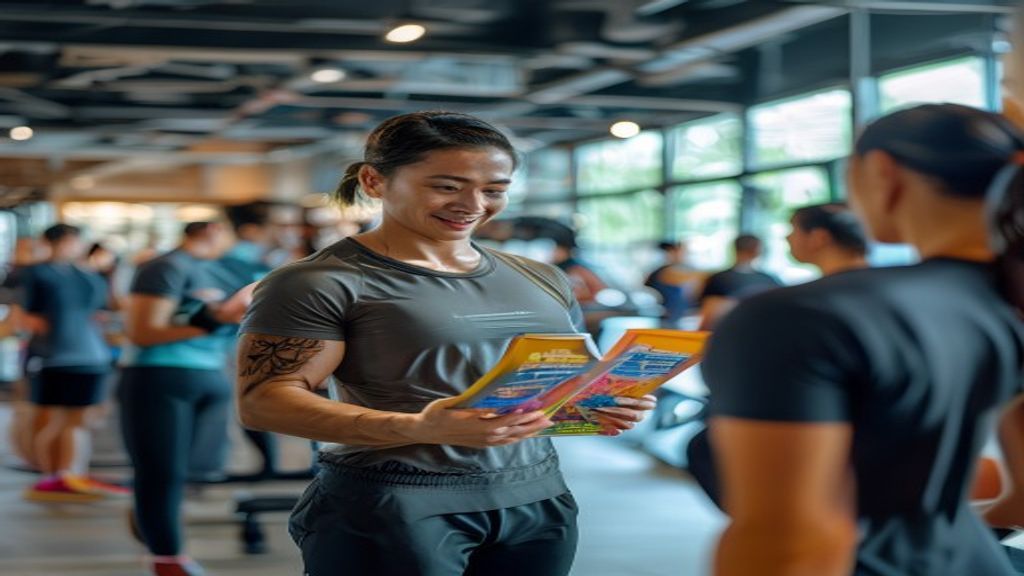 Foto seseorang melakukan latihan di gym dengan peralatan modern