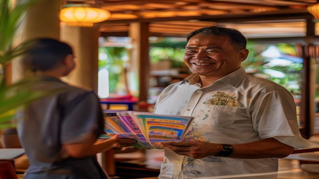 Lobi mewah hotel bintang lima dengan dekorasi elegan