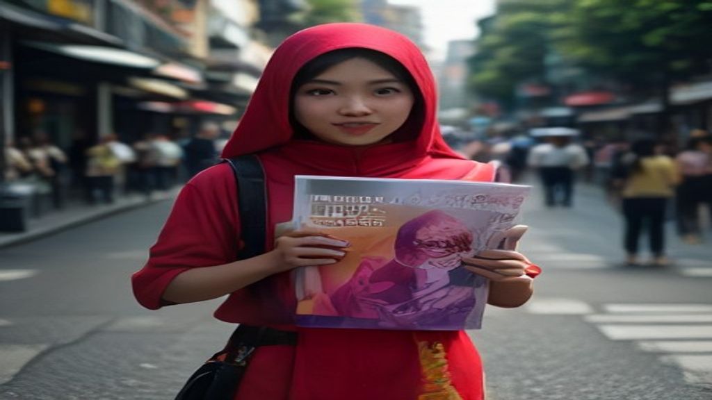 Orang berpakaian iklan di jalan sebagai human billboard
