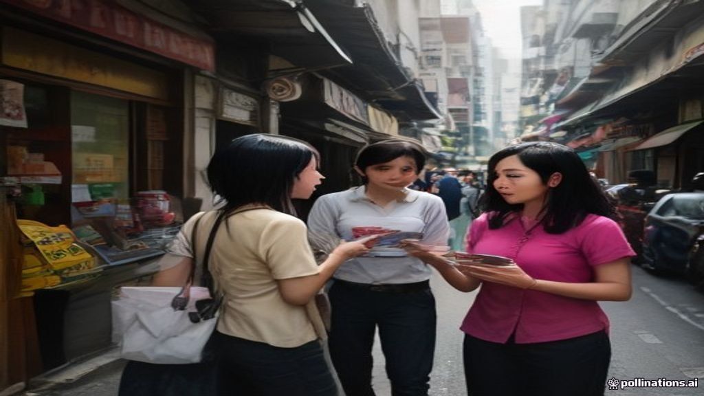 Petugas membagikan flyer promosi bisnis secara strategis di kawasan keramaian Cengkareng Jakarta Barat.