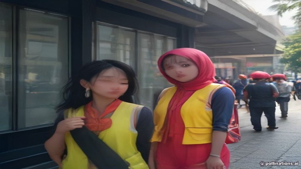 Pekerja promosi human billboard Pamulang mengenakan papan iklan berjalan di jalan raya utama.